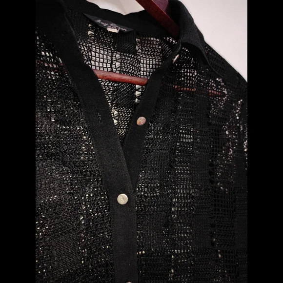 Black Crochet knit Shirt - Picture 7 of 11